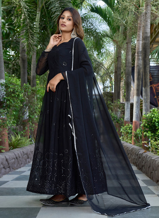 Black georgette anarkali gown