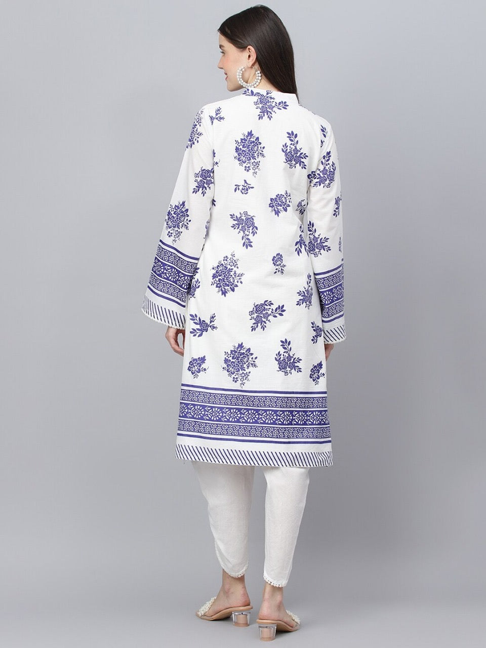 Floral Printed Pure Cotton Kurta with Dhoti Pants