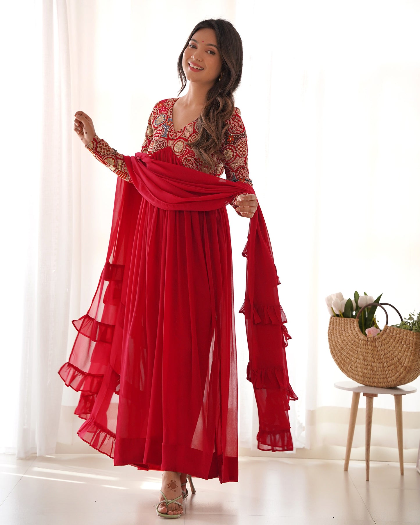 Red Georgette anarkali gown