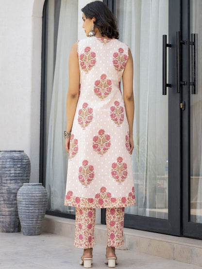 Pink printed Kurta with Trousers