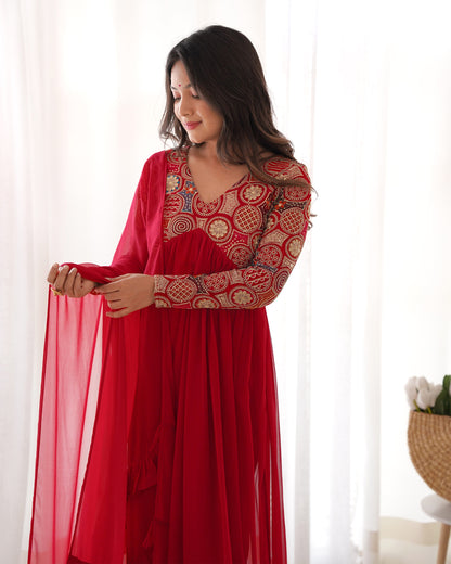 Red Georgette anarkali gown