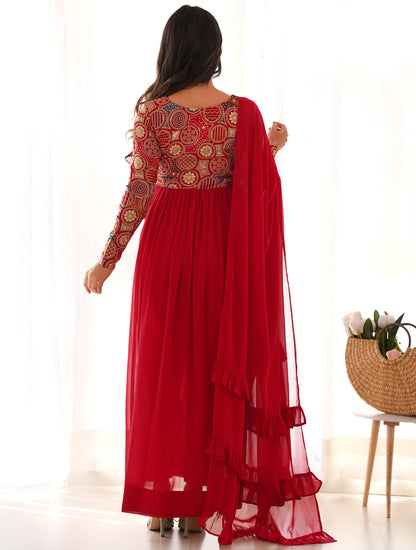 Red Georgette anarkali gown