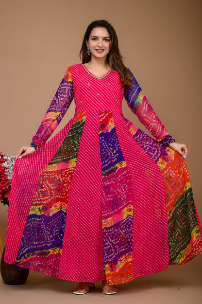 PINK GEORGETTE KALI GOWN( limited stock)