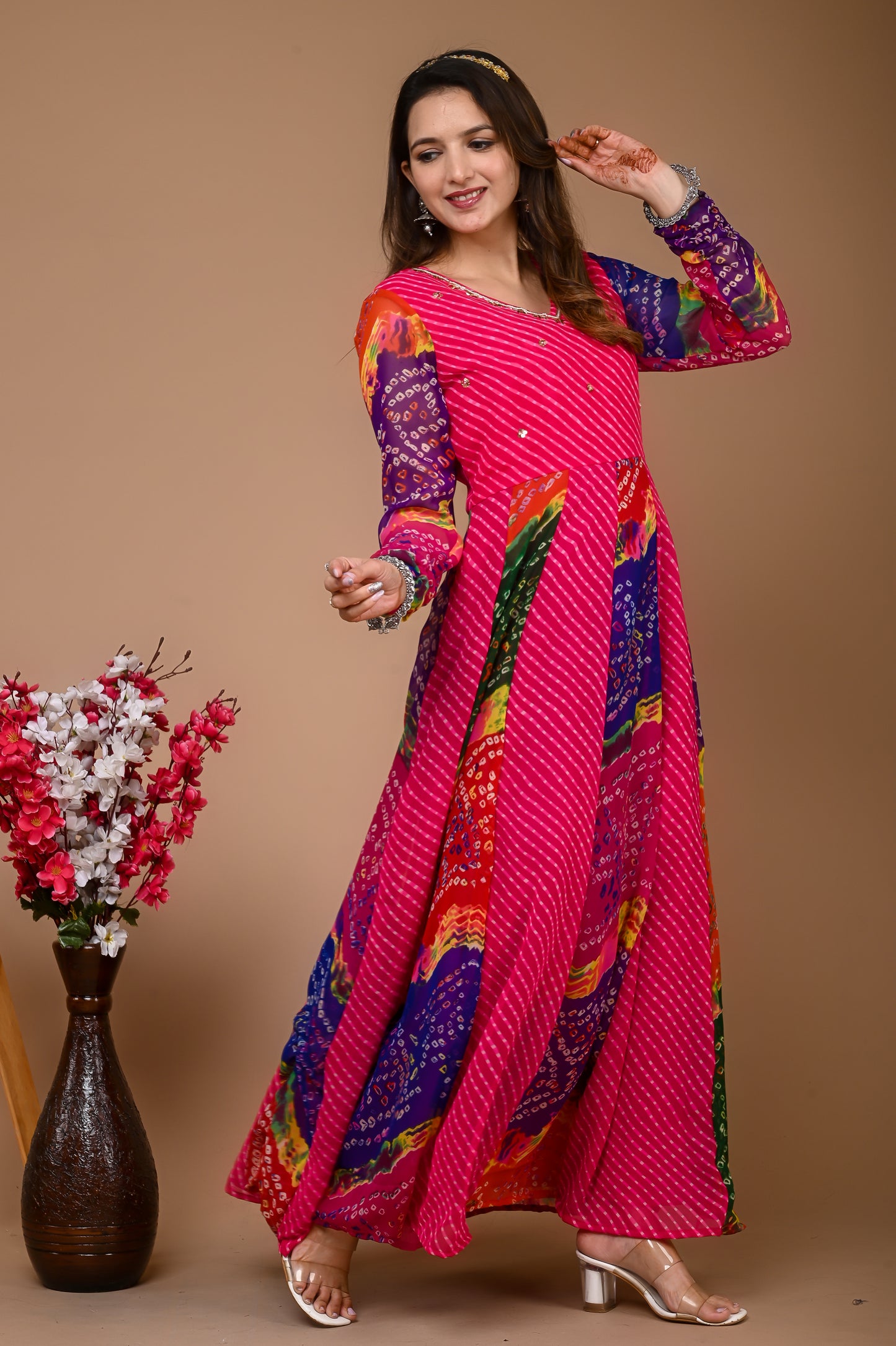 PINK GEORGETTE KALI GOWN( limited stock)