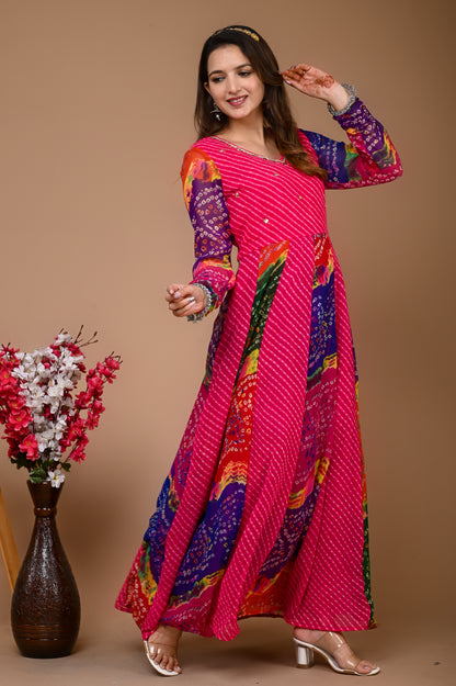 PINK GEORGETTE KALI GOWN( limited stock)