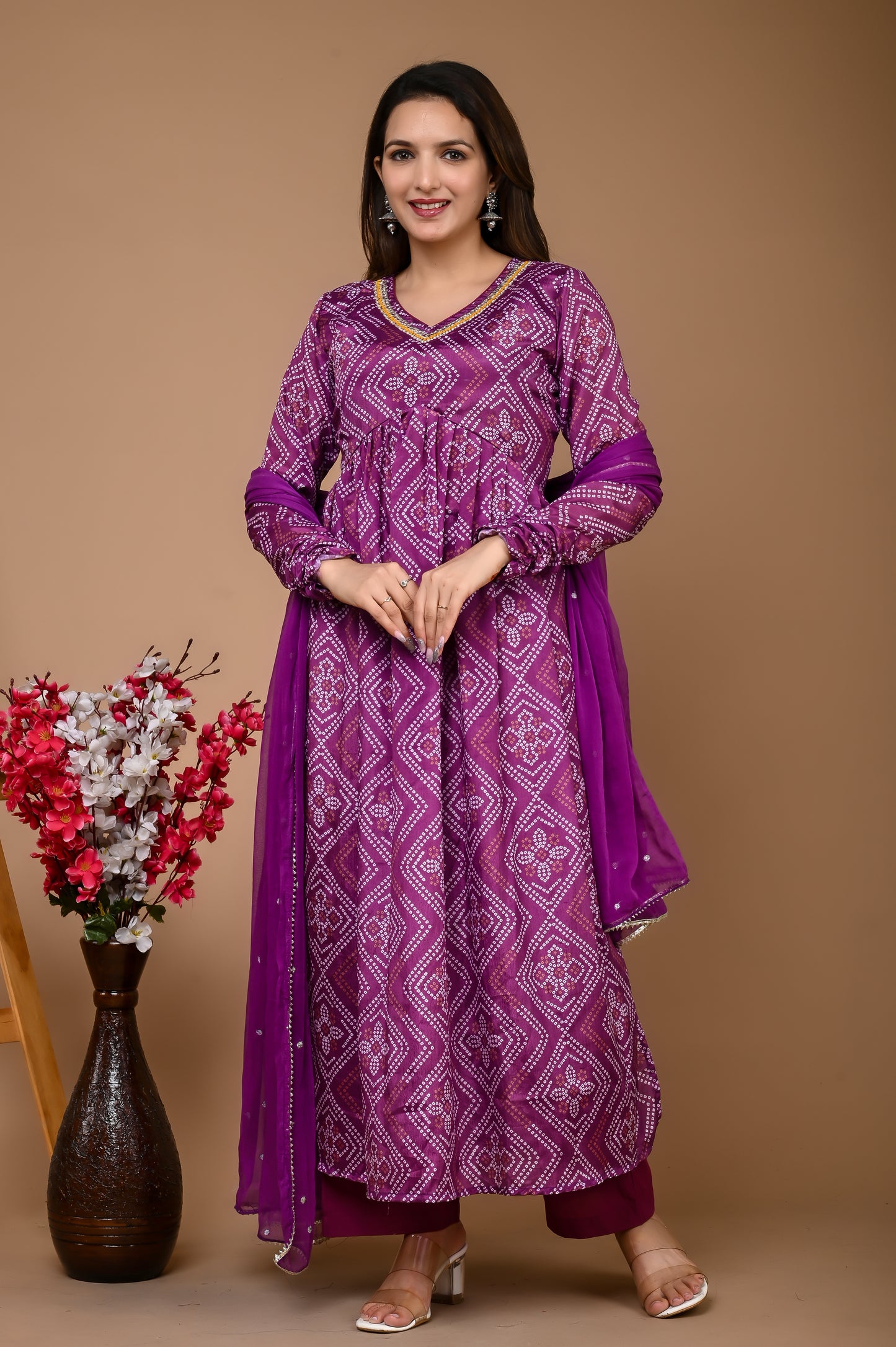 Wine Chinnon Alia Cut Suit Set