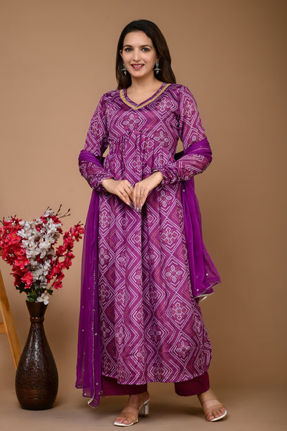 Wine Chinnon Alia Cut Suit Set