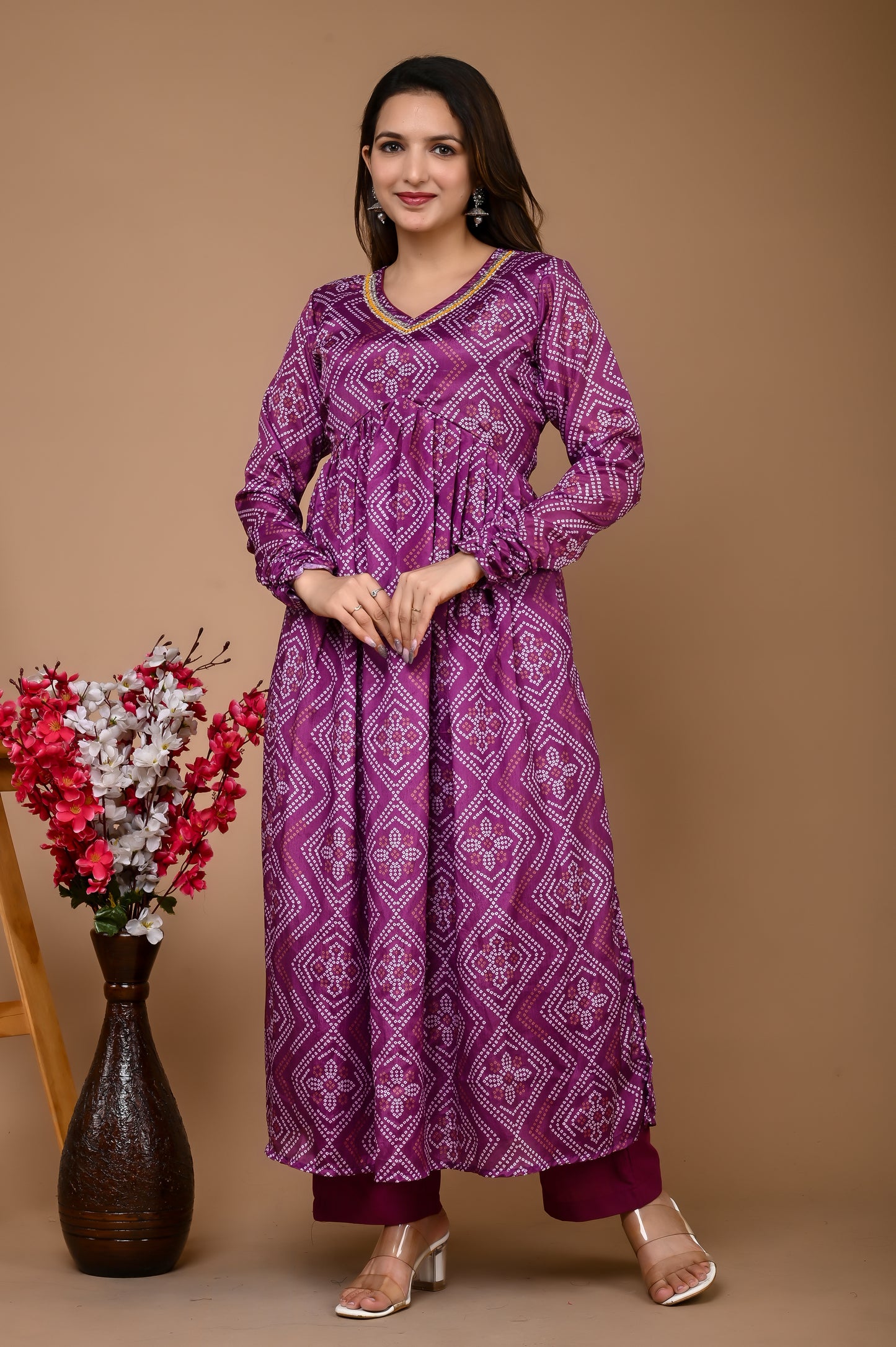 Wine Chinnon Alia Cut Suit Set